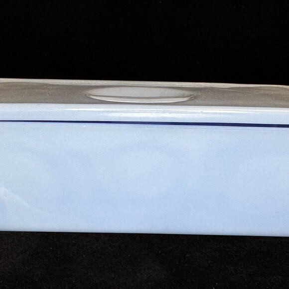 Vtg Jeannette Delphite blue Rectangular Refrigerator Dish With Lid MCM - 1463 - Picture 3 of 14